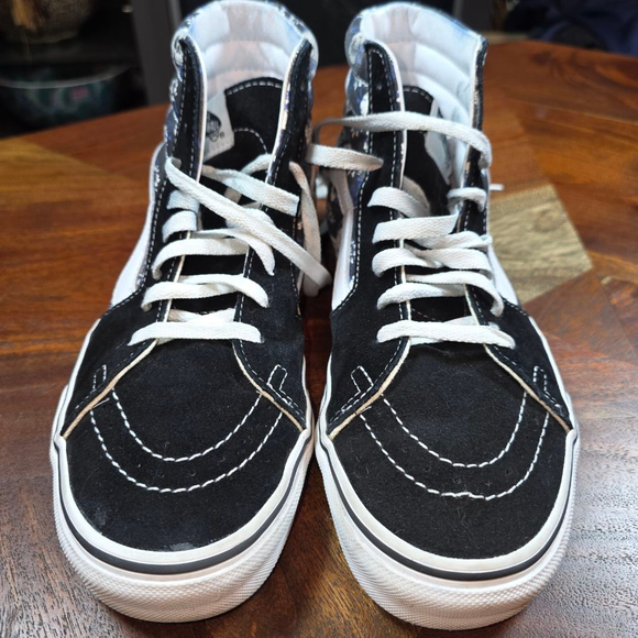 Men's Vans Sk8-Hi Black White Blue Skull Floral Sneakers US 7. - Picture 3 of 11